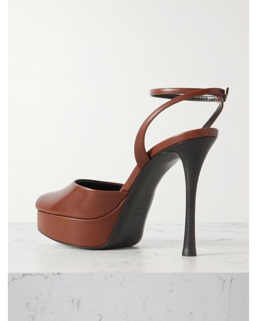 Saint Laurent White La Scandale Leather Sandals