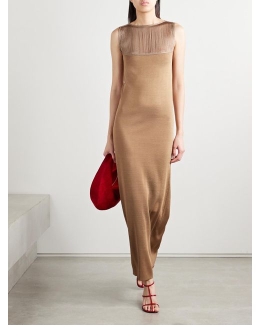 Khaite Natural Ruslan Fringed Knitted Maxi Dress