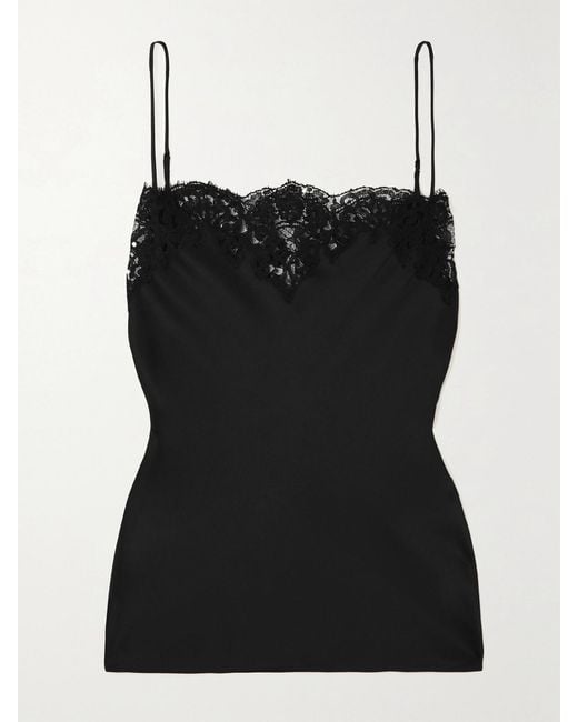 Stella McCartney Black Lace-Trimmed Satin Camisole