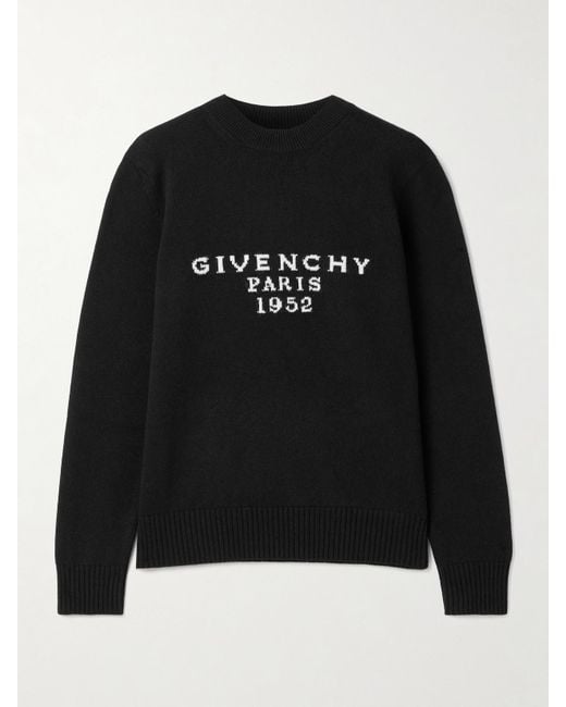 Givenchy Black Intarsia Wool And Cashmere-Blend Sweater