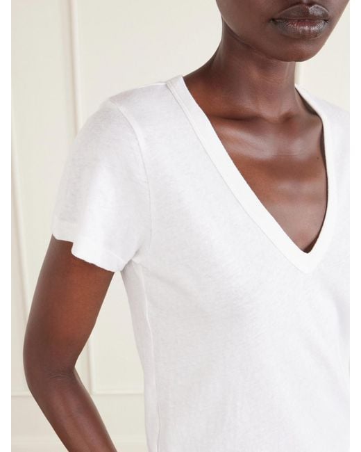 Leset White Laura Cotton-Jersey T-Shirt