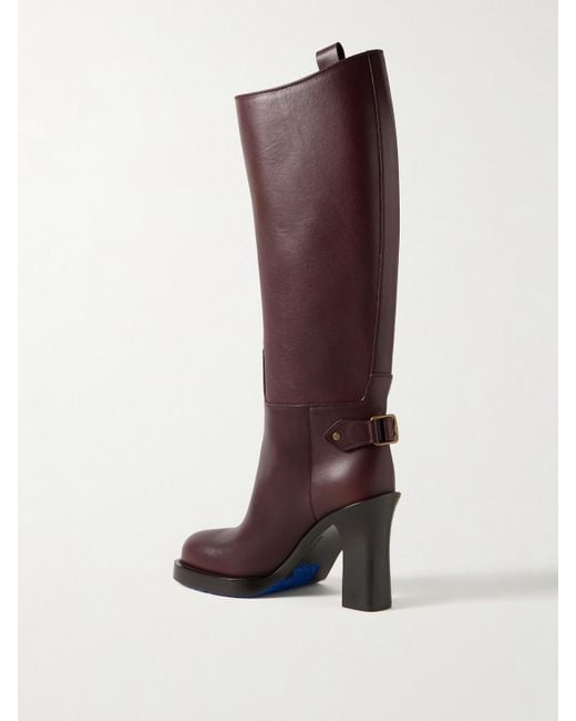 Bottes En Cuir À Boucles Burberry en coloris Red