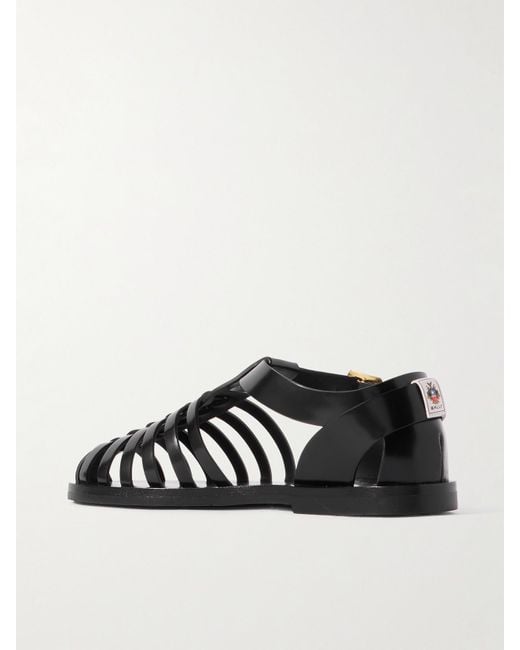 Bally Black Steva Fisherman Glossed-Leather Sandals
