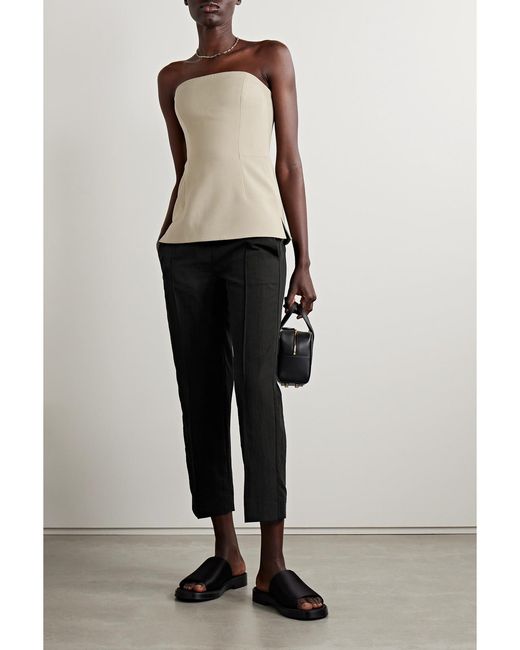 Vince Black Cropped Tencel Lyocell-Blend Straight-Leg Pants
