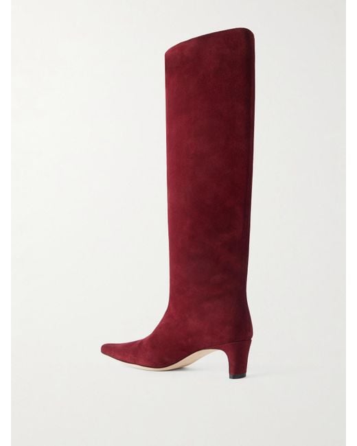 Staud Red Wally Suede Knee Boots