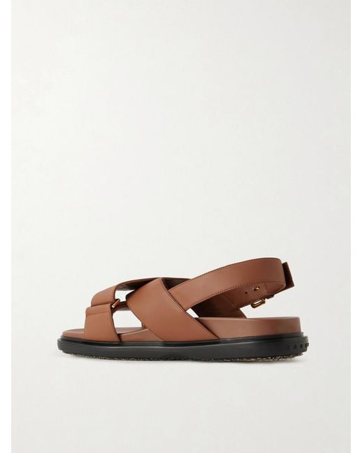 Marni Brown Fussbett Leather Slingback Sandals