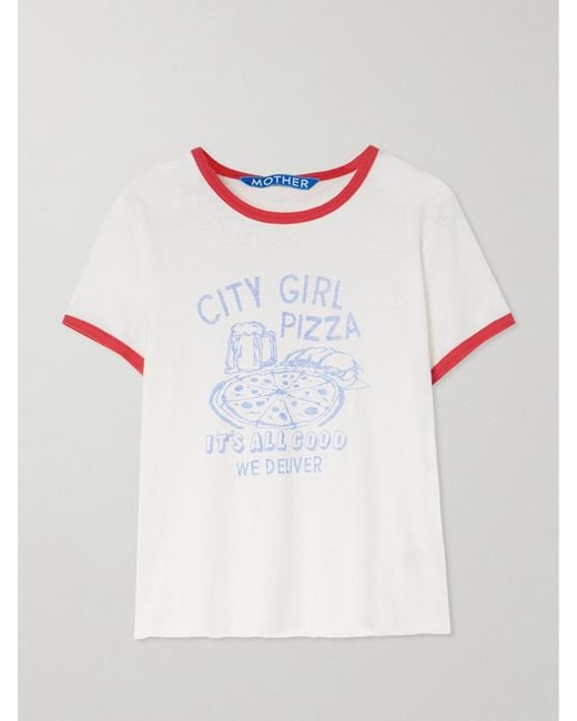 Mother White The Lil Goodie Printed Cotton-Blend Jersey T-Shirt