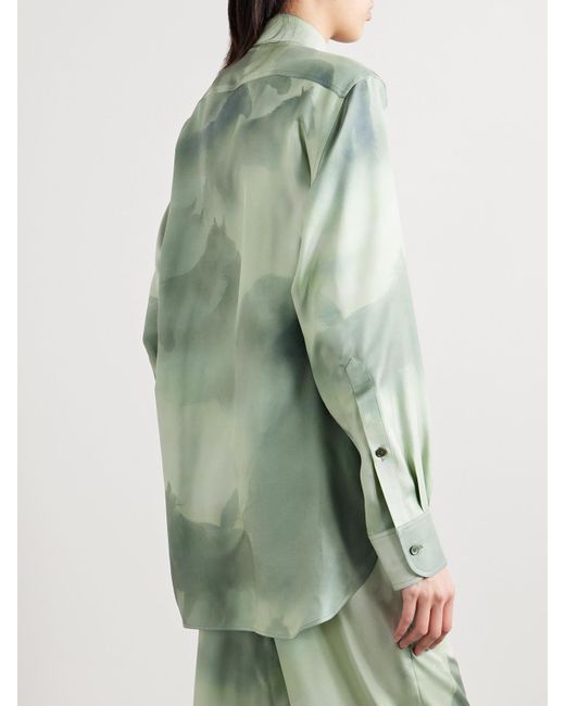 Stella McCartney Green Oversized-Hemd Aus Bedrucktem Bioseiden-Twill