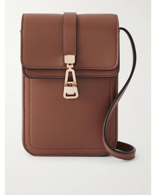 Gabriela Hearst Brown Leather Phone Pouch