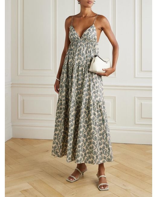 Matteau White Printed Organic Cotton-Poplin Midi Dress