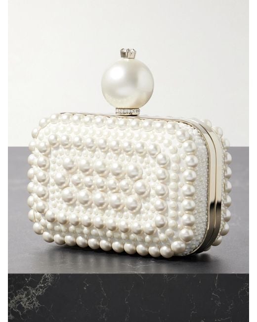 Jimmy Choo Natural Cloud Micro Embellished Satin Clutch