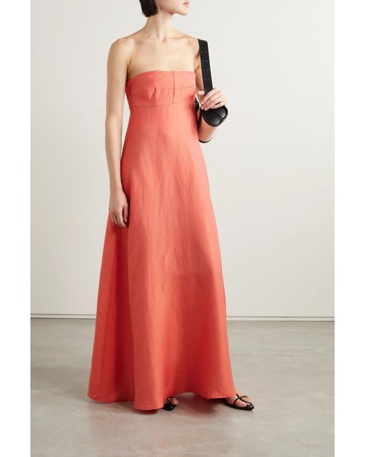 Bondi Born Red Net Sustain Montenegro Trägerloses Maxikleid Aus Webstoff