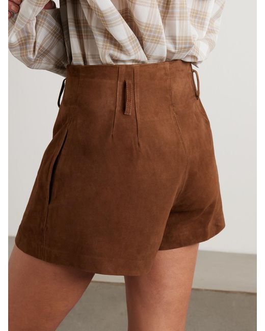 Frankie Shop Brown Lise Suede Shorts