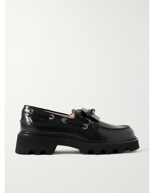 Roger Vivier Black Viv Rangers Buckled Leather Loafers