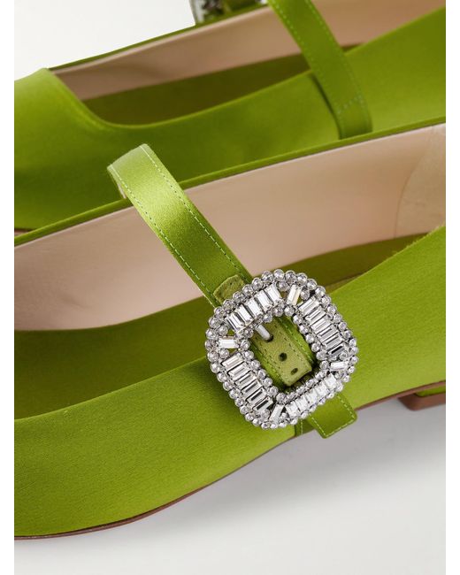 Roger Vivier Green Belle Vivier Mary-Jane-Ballerinas Aus Satin Mit Kristallen