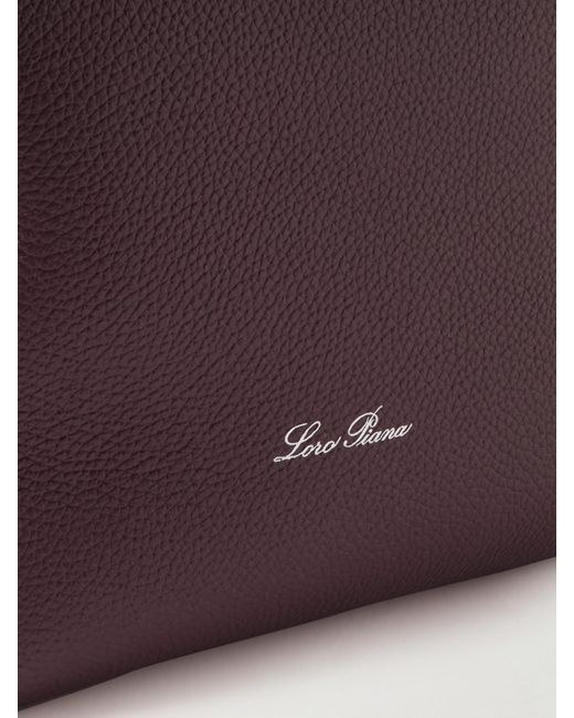 Loro Piana Purple Bale Canvas-Trimmed Textured-Leather Tote