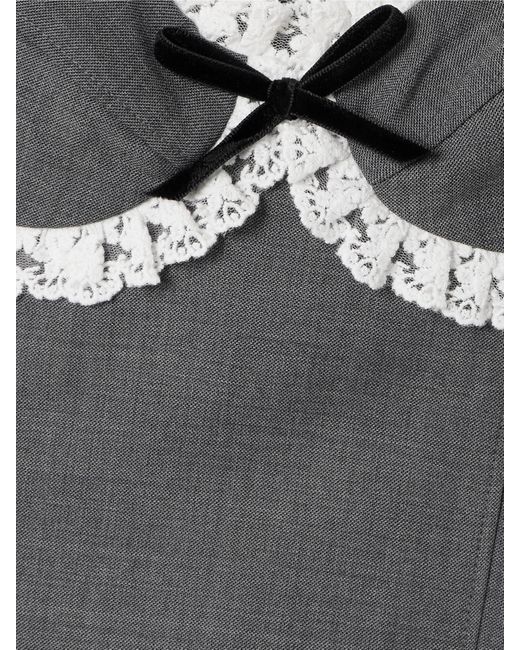 ShuShu/Tong Gray Minikleid Aus Twill Mit Spitzen- Und Samtbesätzen