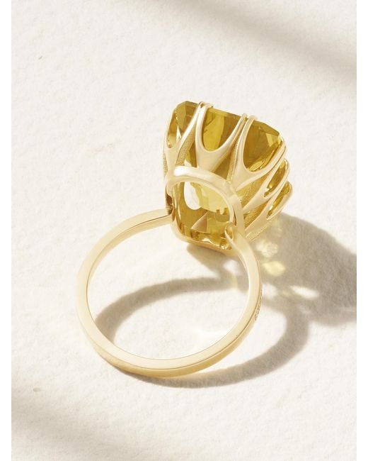 Ileana Makri Metallic Solitaire Crown 18-Karat, Topaz And Diamond Ring