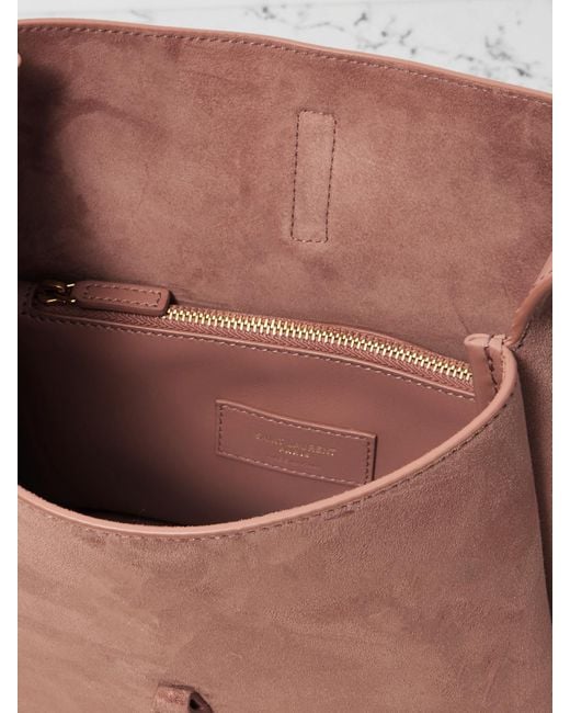 Saint Laurent White Le 5 À 7 Supple Kleine Schultertasche Aus Veloursleder