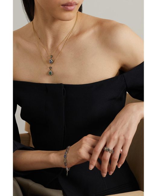 AMRAPALI LONDON Natural Kette Aus 18 Karat Mit Rhodiumauflage, Diamanten Und Saphir