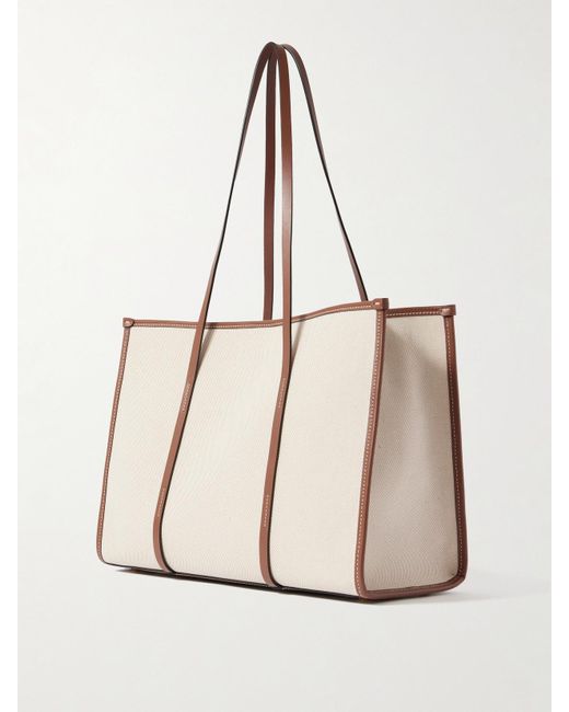 DeMellier London Natural The Capri Leather-Trimmed Canvas Tote