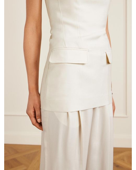 Totême Natural Strapless Darted Wool And Silk-Blend Crepe Bustier Top