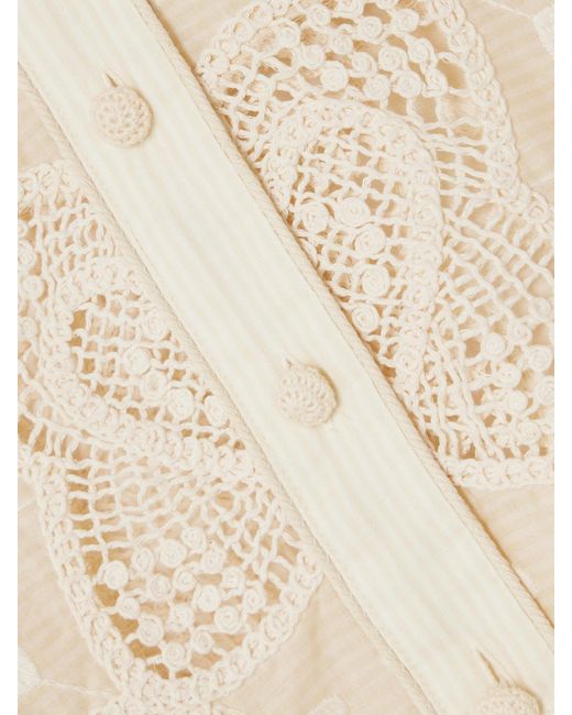 Zimmermann Natural Wanderlust Crocheted And Embroidered Cotton-Blend Voile Shirt