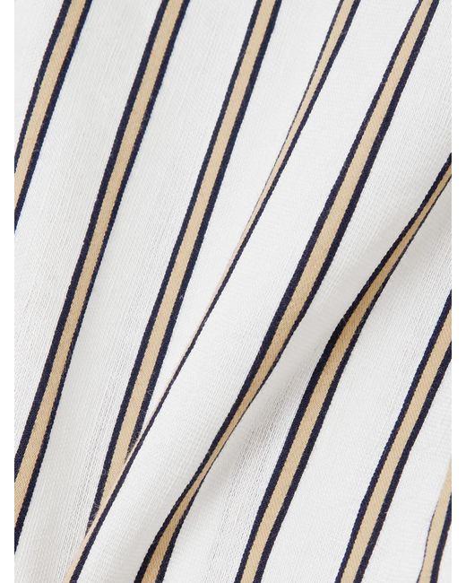 D'Estree White Richard Cropped Striped Woven Top