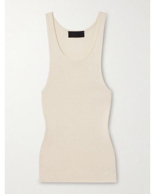 Nili Lotan Natural Selah Ribbed Silk-Jersey Tank