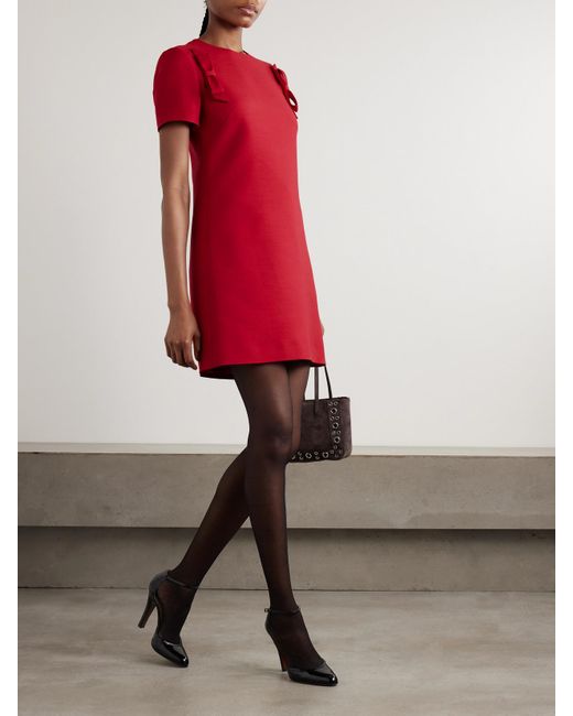 Valentino Garavani Red Minikleid Aus Einer Woll-Seidenmischung Mit Schleifen