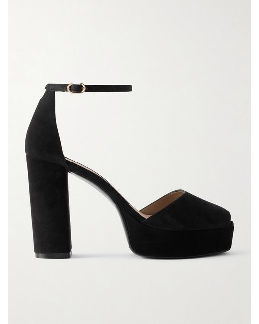 Stuart Weitzman Black Suede Platform Sandals