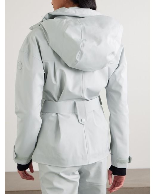 CORDOVA Gray Cascade Appliquéd Belted Stretch Hooded Ski Jacket
