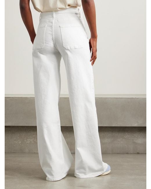 Mother White The Patch Pocket Undercover Sneak High-Rise Wide-Leg Jeans
