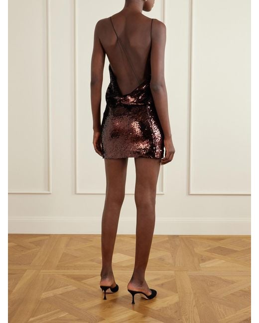 Alex Perry Brown Sequined Mesh Mini Dress