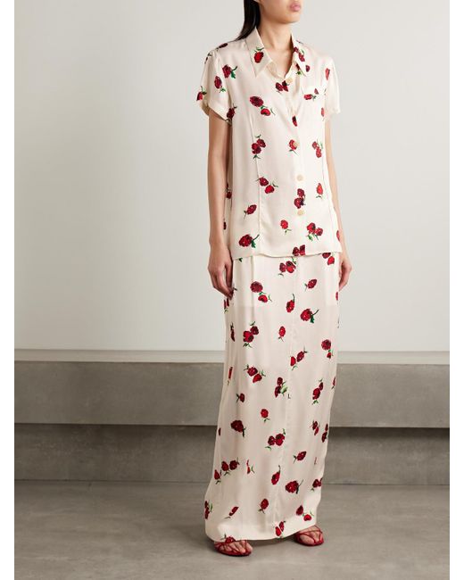 Khaite Pink Lucian Pleated Silk-Twill Maxi Skirt