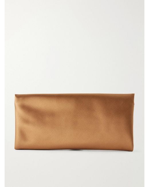 Saint Laurent Natural Cassandre Satin Clutch