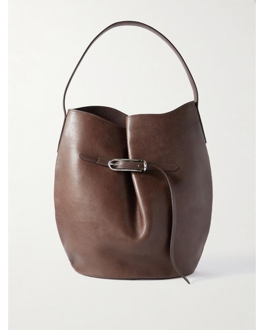Liffner Brown Buckled Leather Bucket Bag