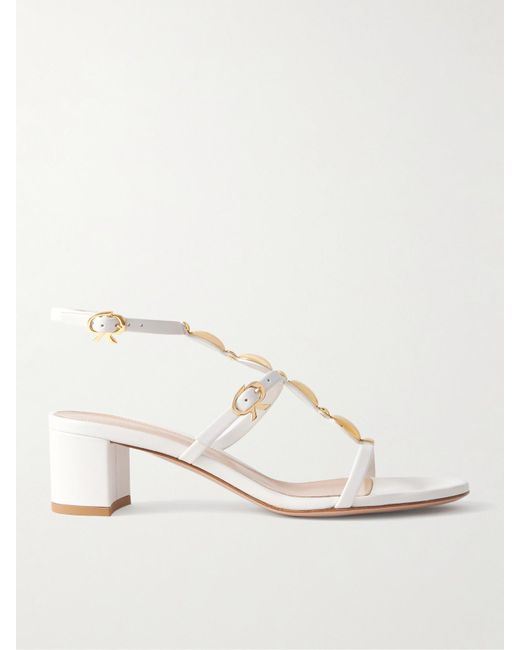 Gianvito Rossi Natural Kalinda 55 Sandalen Aus Leder Mit Verzierung