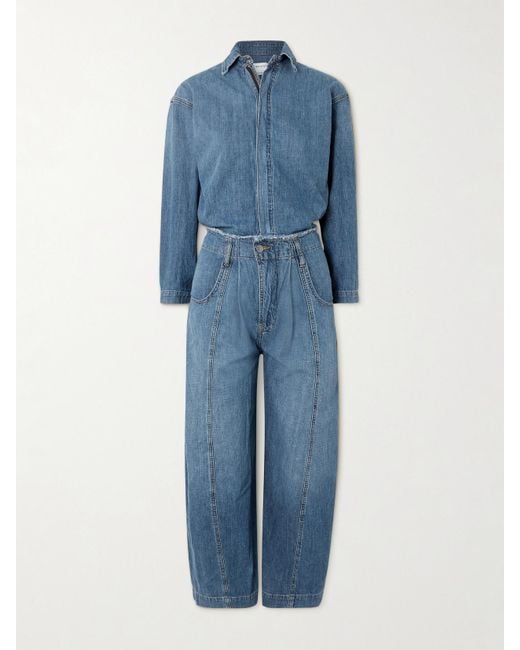 Rivet Utility Blue New Yorker Verkürzter Jumpsuit Aus Denim