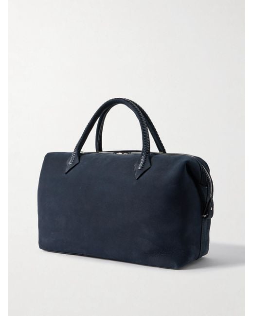 Metier Blue Vérité City Braided Leather-Trimmed Nubuck Tote