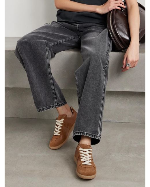 Maison Margiela Brown Replica Sneakers Aus Leder Und Veloursleder