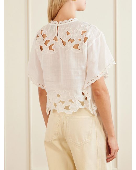 Isabel Marant White Relda Cut-Out Ramie Blouse