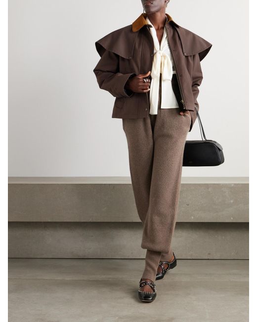 Altuzarra Brown Austen Jacke Aus Baumwoll-Canvas Mit Velourslederbesatz
