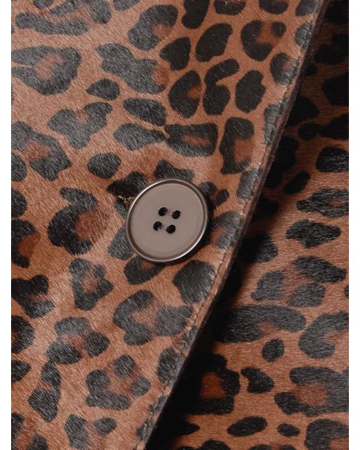 Nour Hammour Brown Leopard-Print Calf Hair Coat
