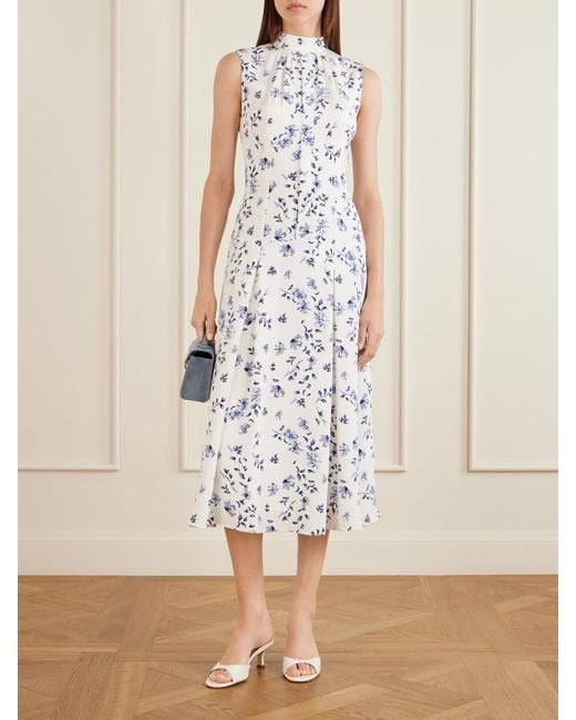 Emilia Wickstead White Joelle Floral-Print Silk Midi Dress