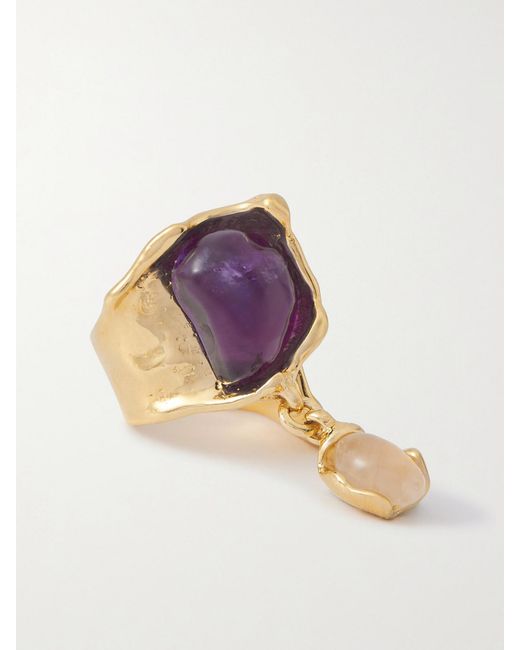 Chloé Pink Flower Soul-Tone, Rose Quartz And Amethyst Ring