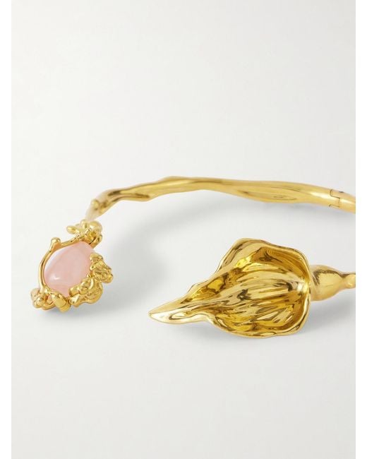 Chloé Metallic Flower Soul-Tone Rose Quartz Choker