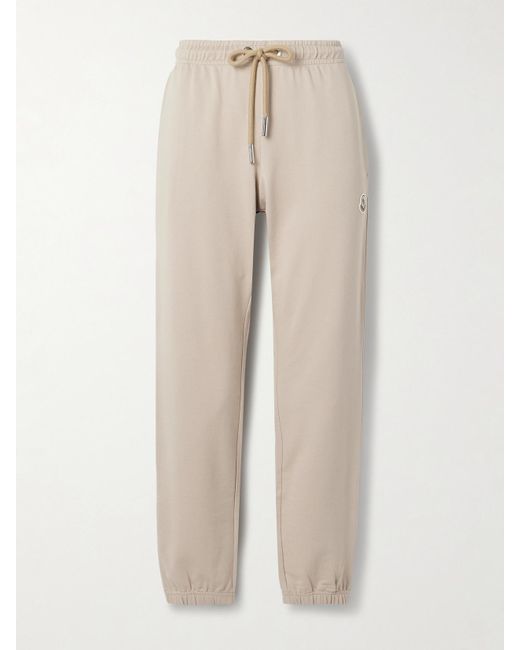 Moncler Natural Appliquéd Cotton-Jersey Tapered Track Pants