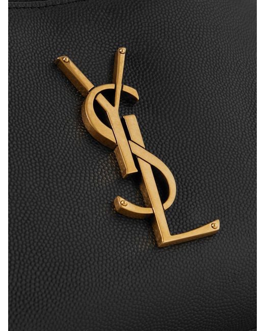 Saint Laurent Black Cassandre Textured-Leather Belt Bag
