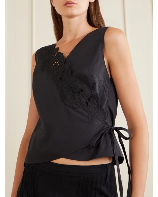 Sir Blue Klara Broderie Anglaise Cotton Wrap Top